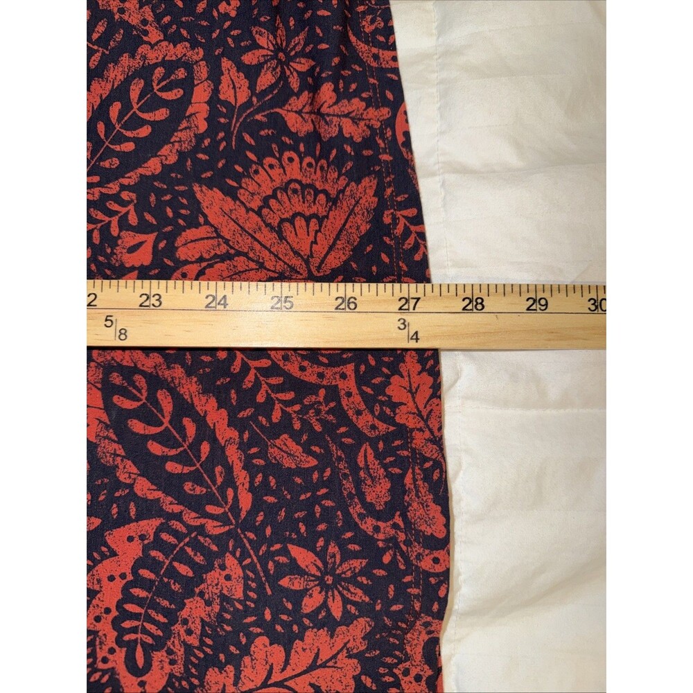 LL Bean Jersey Knit Faux Wrap Midi Dress Floral Leaf Red Med Short Sleeve Soft - Picture 11 of 15